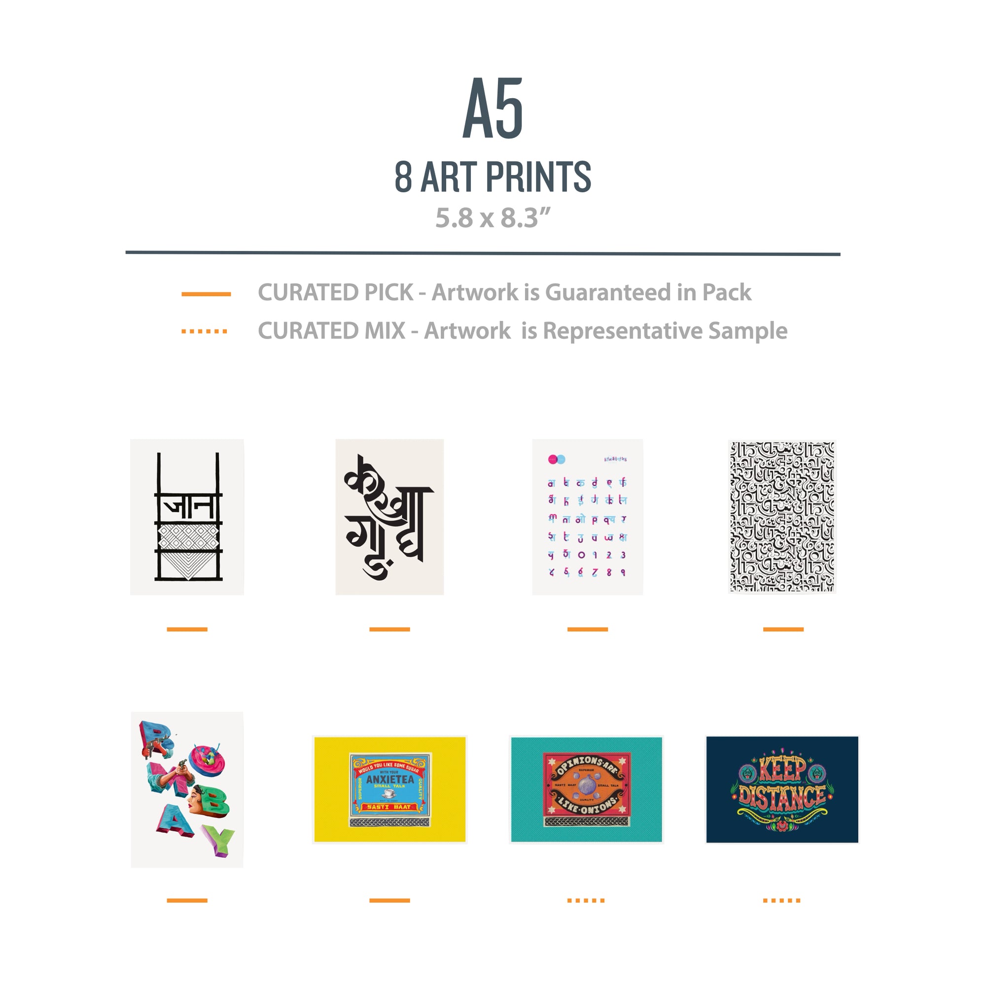 A5 DESIGN Pack (Typography) - 8 Prints
