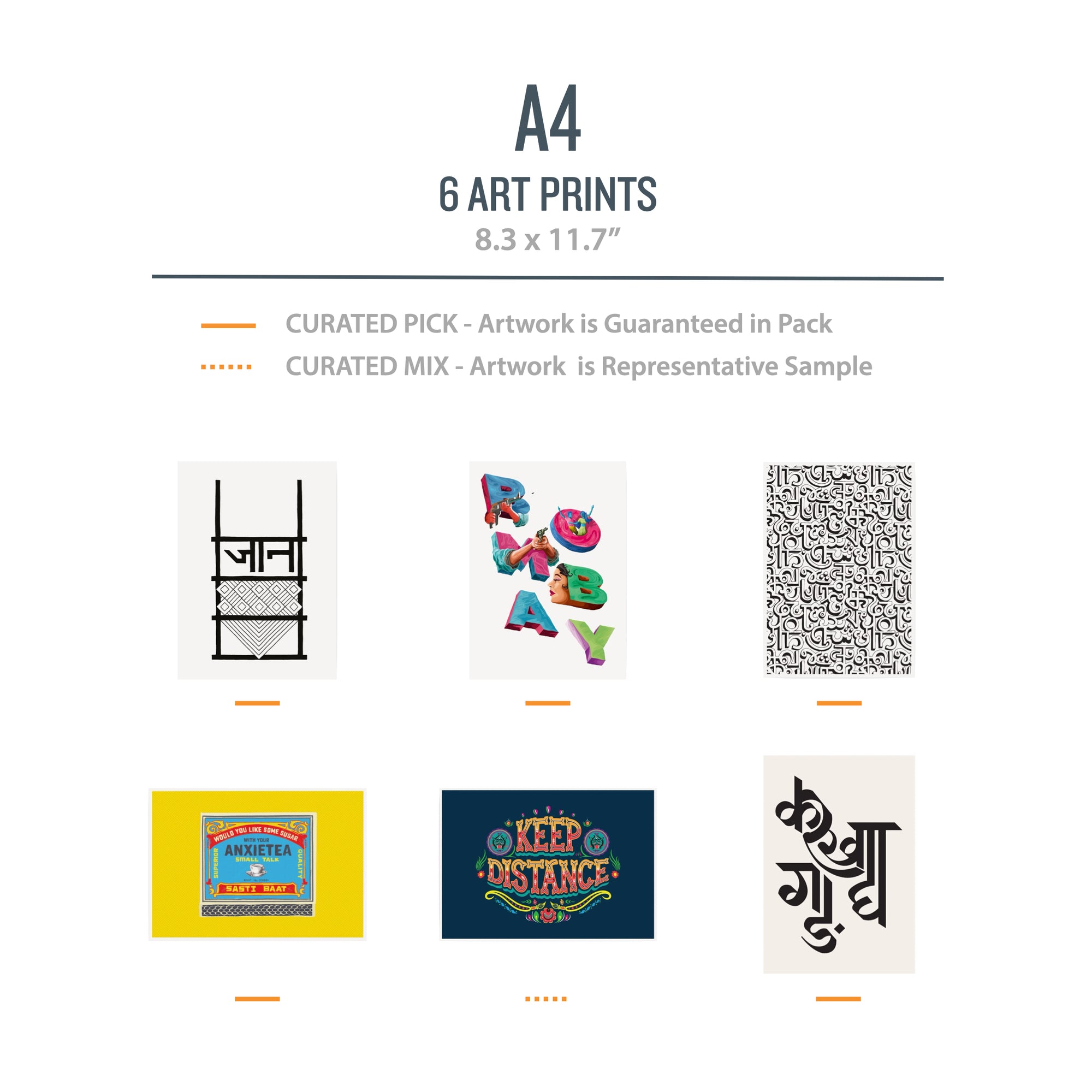 A4 DESIGN Pack (Typography) - 6 Prints