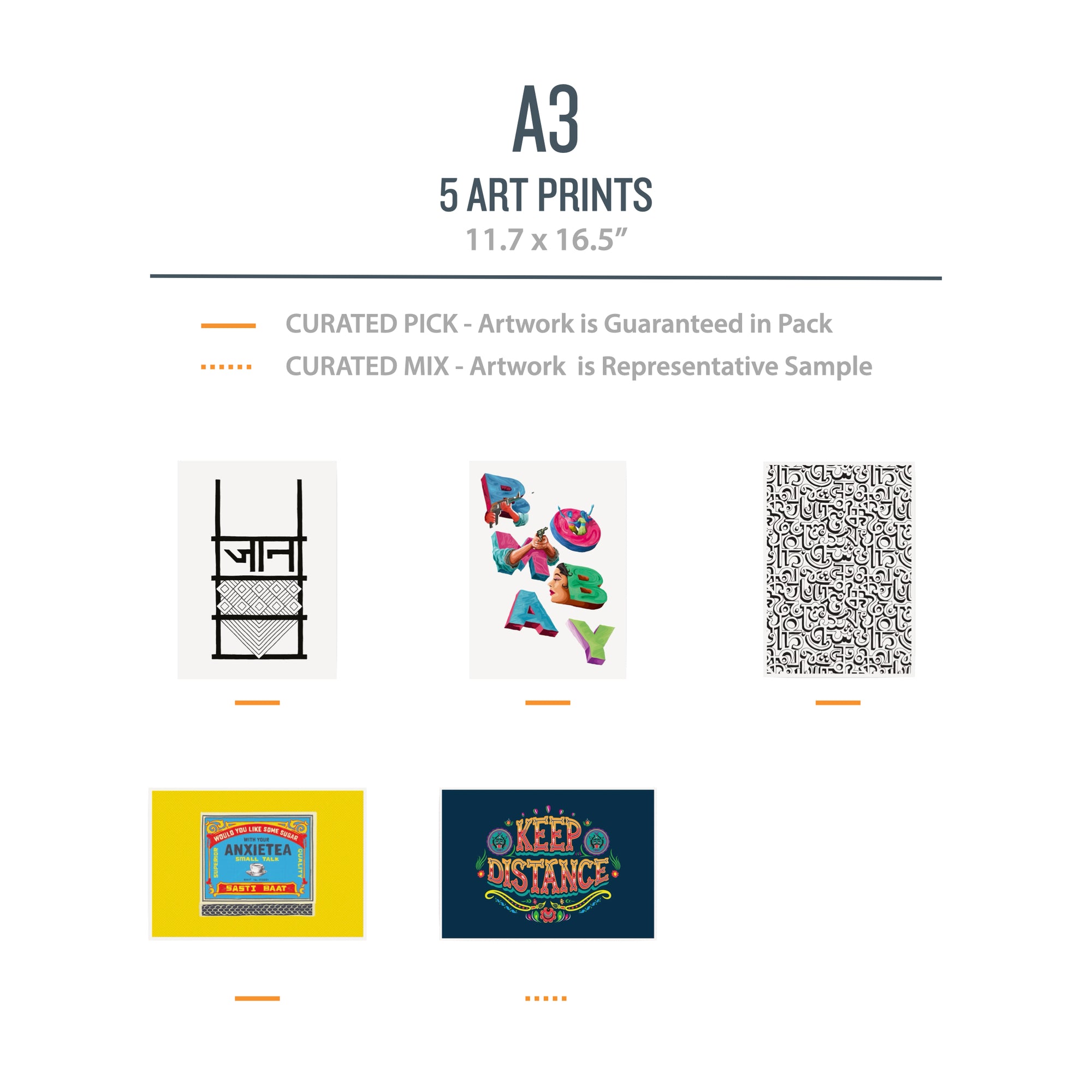 A3 DESIGN Pack (Typography) - 5 Prints