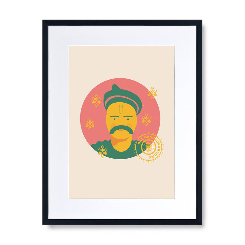 Amfyn Bal Gangadhar Tilak Painting with Synthetic Photo Frame (Multicolor) main image 1
